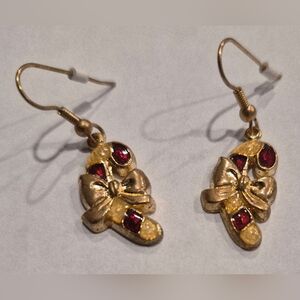 Chic Gold and Red Bow Earrings